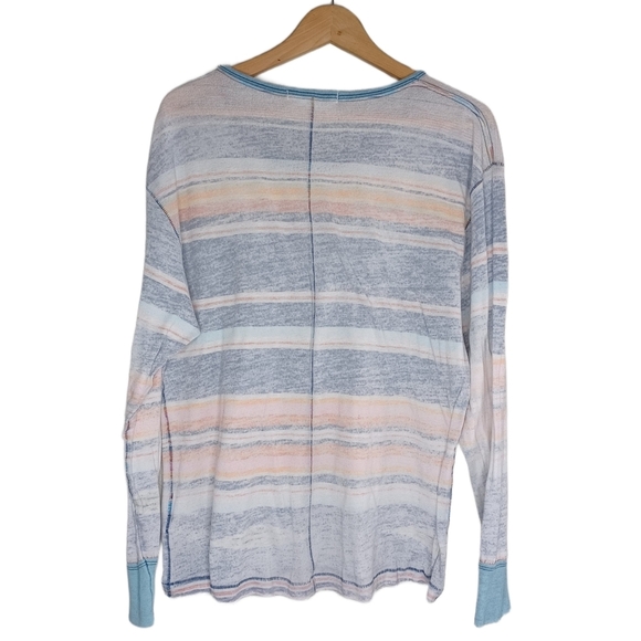 We The Free Arielle Printed Striped Long Sleeve Faded Ringer Tee - Picture 3 of 12